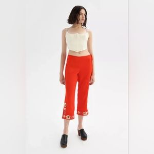 Urban Outfitters Orchid Embroidered Capri Pant